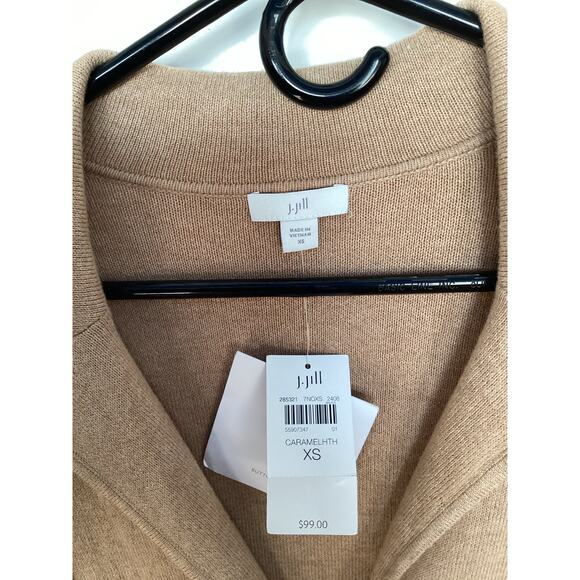 NWT J. Jill Women Caramel Hth Double-Knit Button Front Blazer Jacket Tan Size XS - Picture 7 of 11